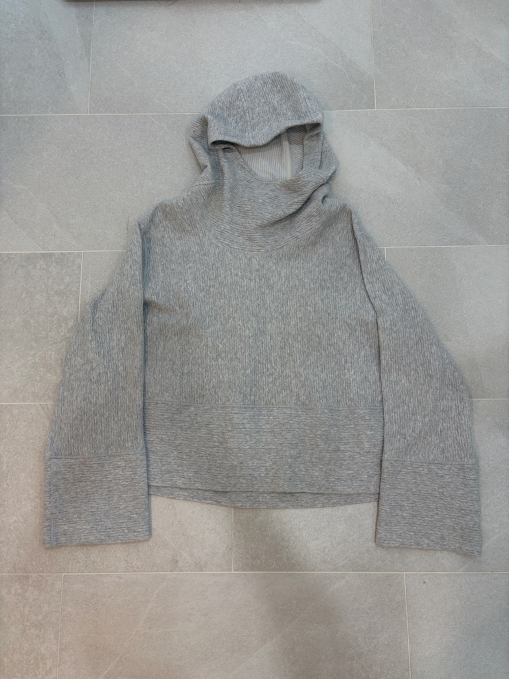 lululemon athletica Light Gray Ribbed Hooded Cowl Sweater